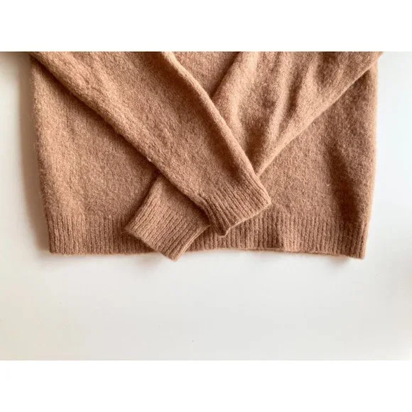 Aritzia BABATON Calvin Camel Tan Mohair Alpaca Knit Crew Neck Sweater, Size M - Picture 9 of 16